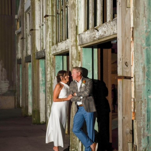 Galvan London Ivory Satin, Cropped Pandora Bridal Dress, Midi - Picture 2 of 14